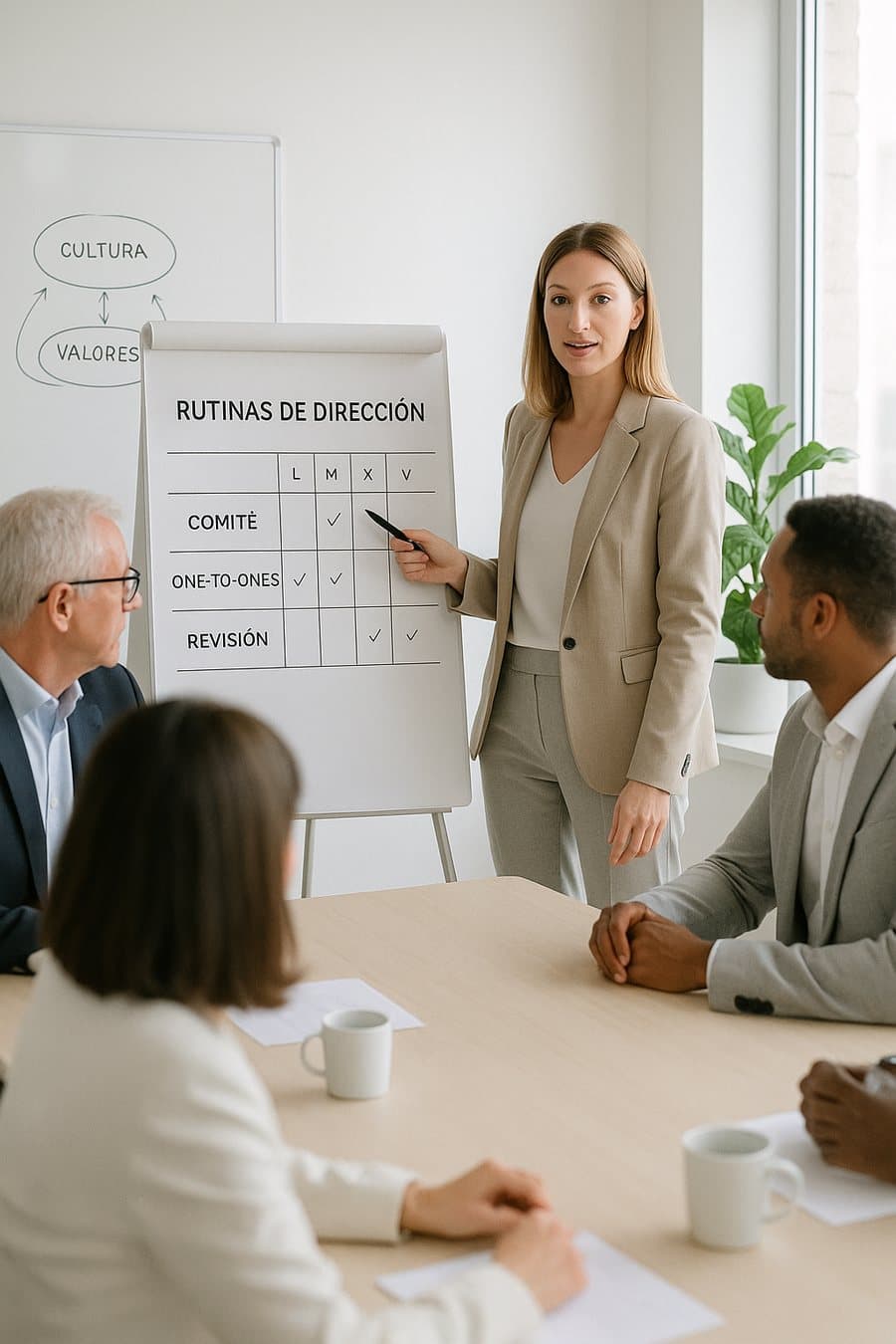 Comité de dirección trabajando las rutinas de gestión semanales: comité, one-to-ones y revisión